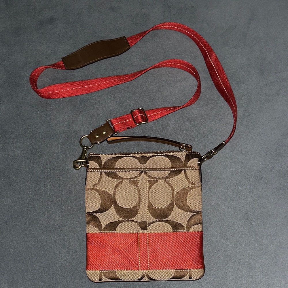 COACH Orange and Brown Cross Body Bag - Brand New
